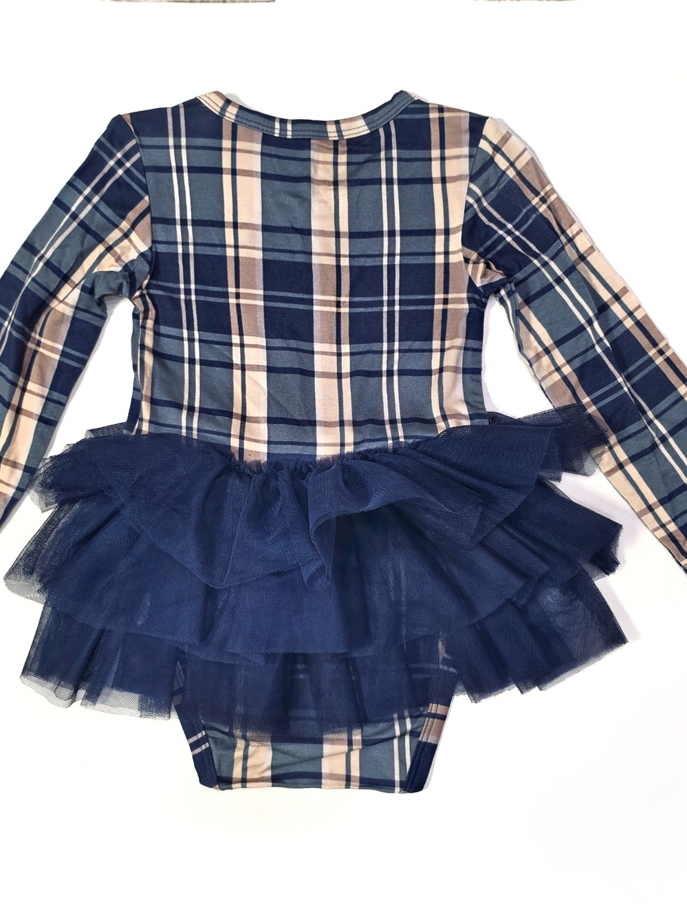 Posh Peanut PP Tulle Bodysuit Twirl 18/24 Joseph print Navy Plaid Baby Girl - Picture 2 of 4